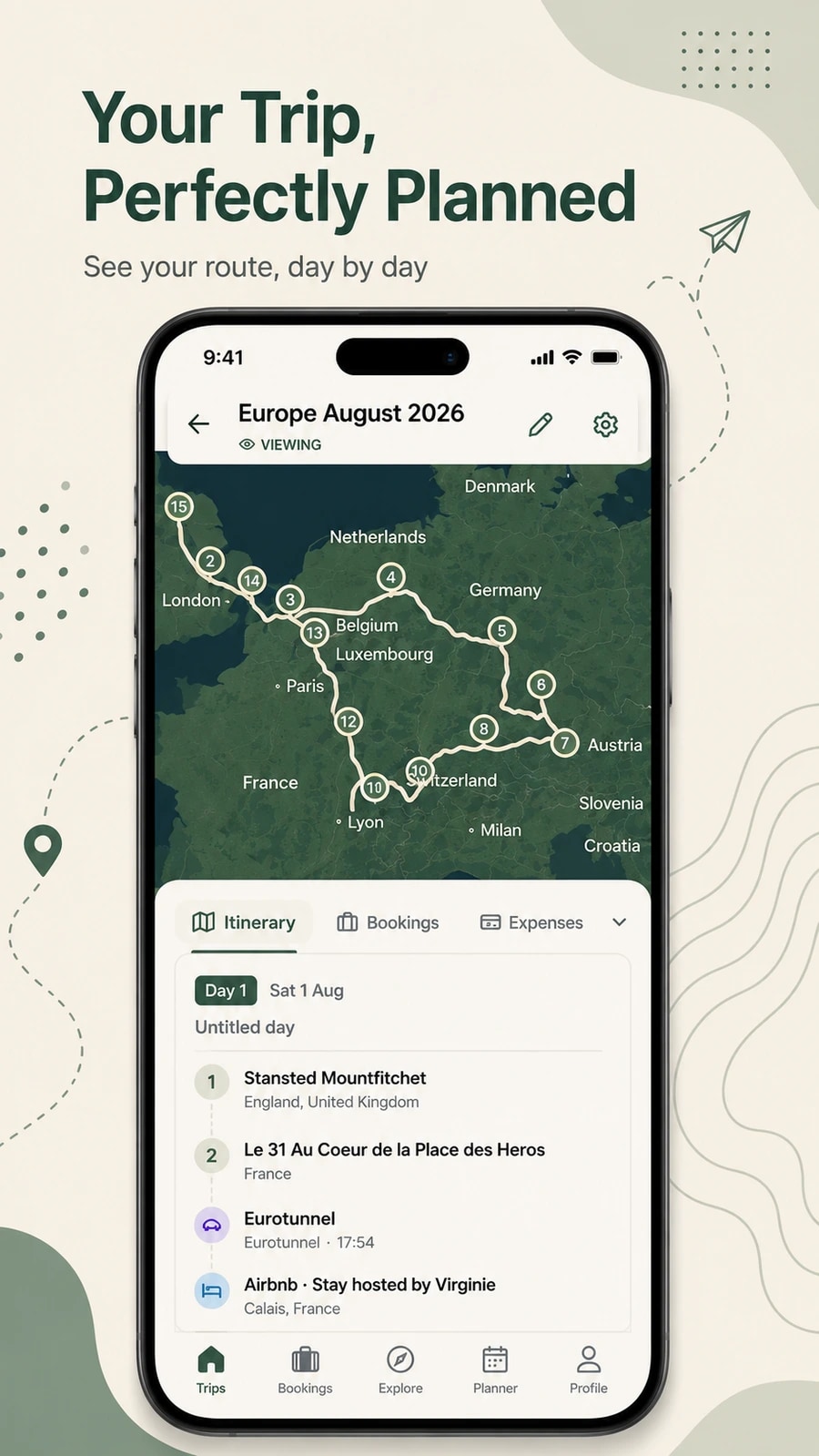 PYRT app: day-by-day trip planner