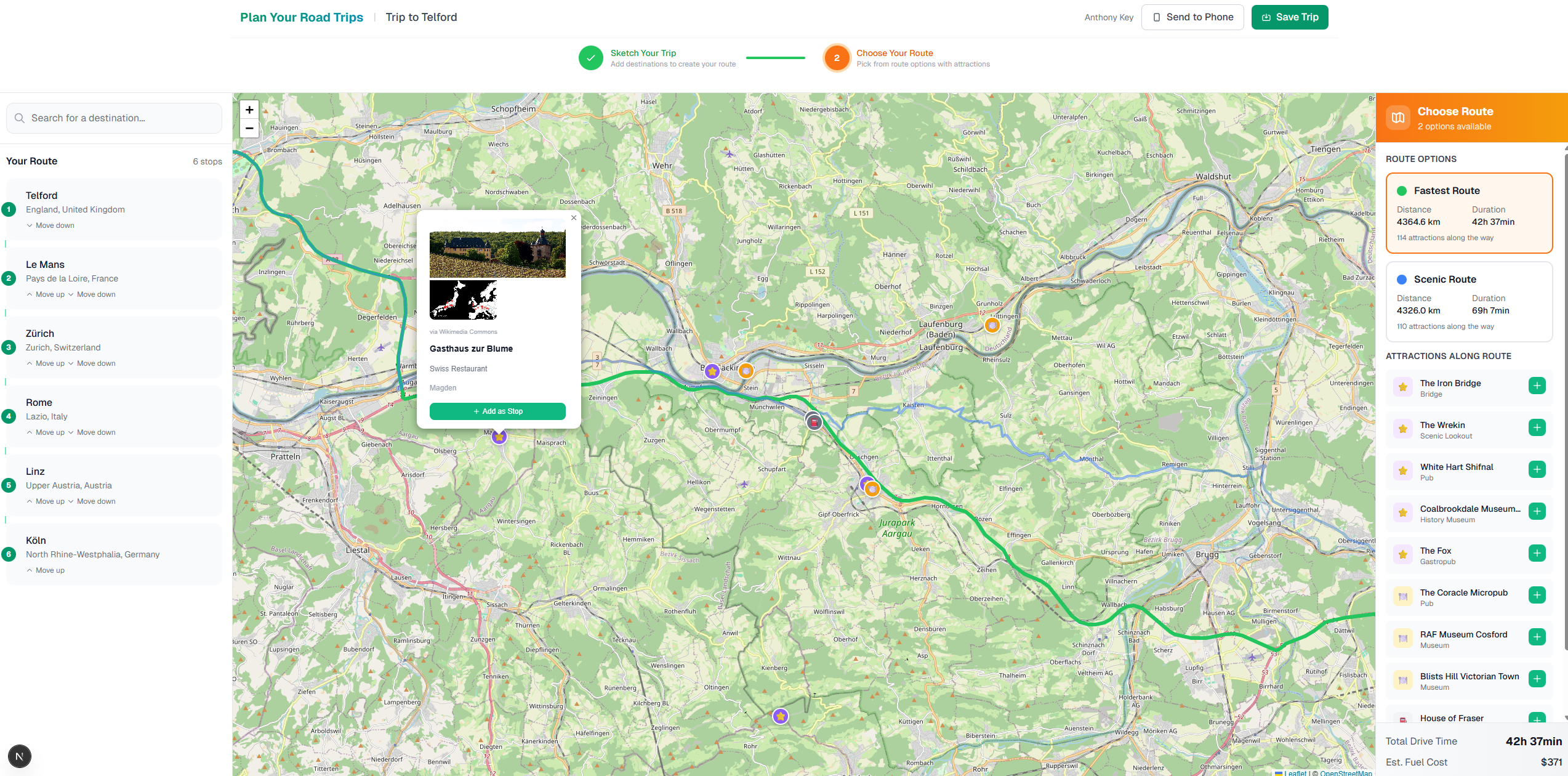Discover Attractions Along Your Route - Road Trip Planner Screenshot